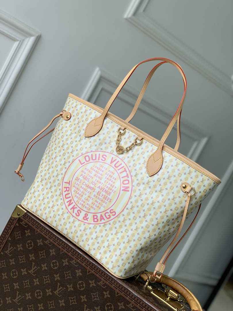 Louis Vuitton Neverfull MM Bag, M28457 Banana Coated Canvas - Default Title - View 1