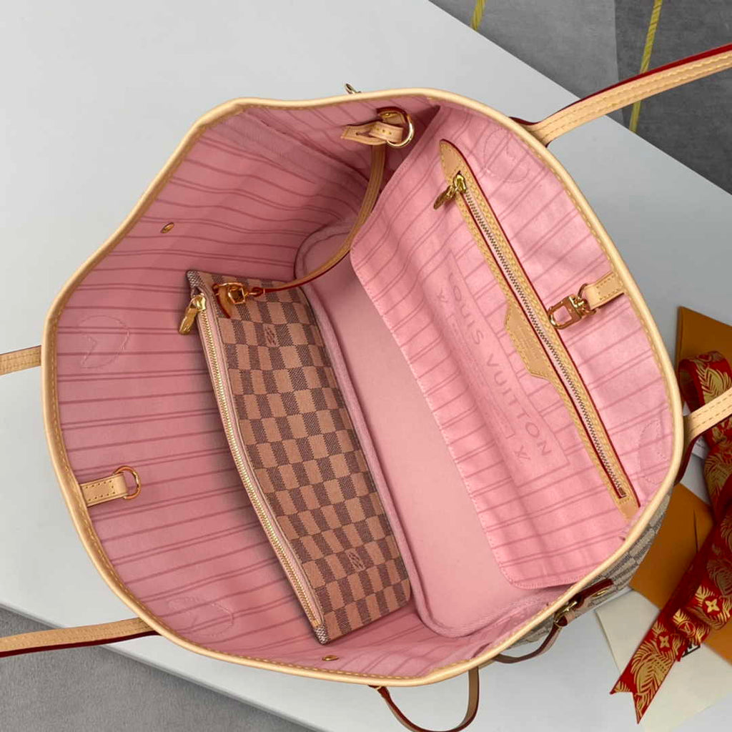 Louis Vuitton Neverfull MM Bag N41605 Damier Azur Canvas Pink - Default Title - View 4