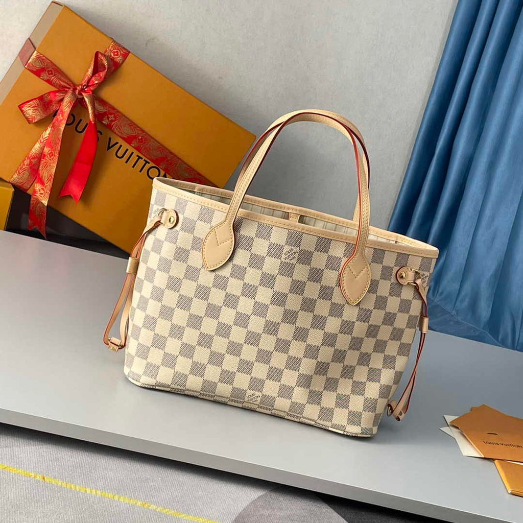 Louis Vuitton Neverfull PM Bag N41362 Damier Azur Canvas Beige - Default Title - View 1