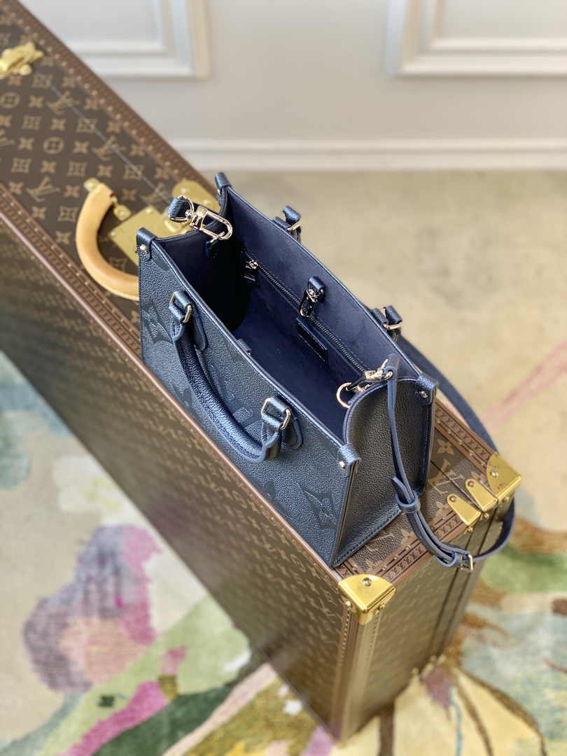 Louis Vuitton Onthego PM Bag M58956 Navy Blue Leather - Default Title - View 8