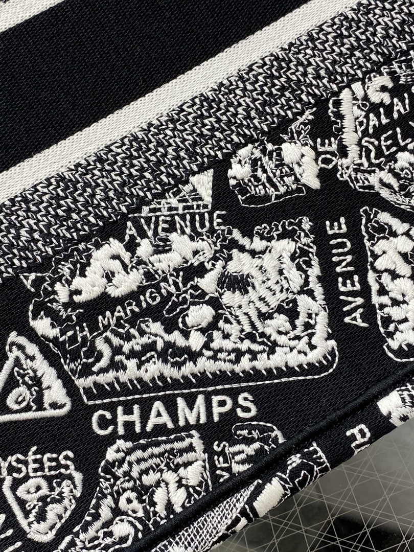 Medium Dior Book Tote M1296 Black and White Plan de Paris Embroidery - Default Title - View 9