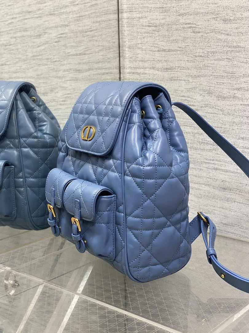 Medium Dior Caro Backpack M6301 Blue Macrocannage Lambskin - Default Title - View 4