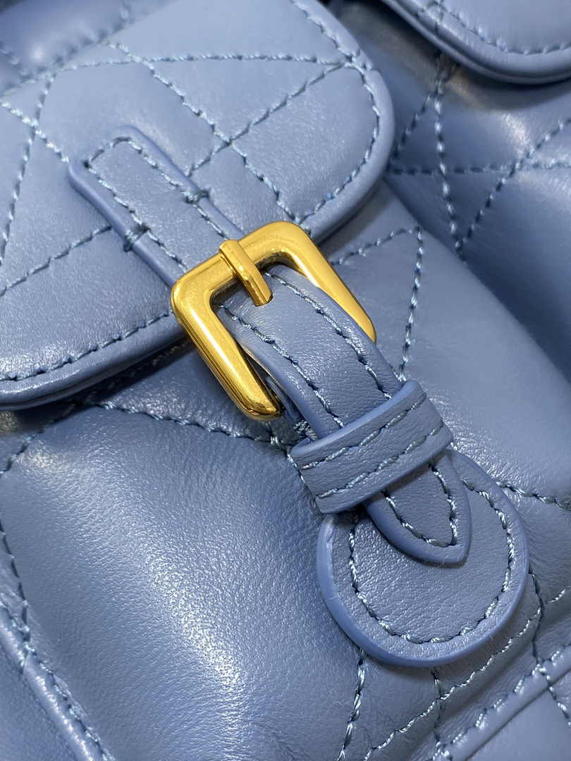 Medium Dior Caro Backpack M6301 Blue Macrocannage Lambskin - Default Title - View 6