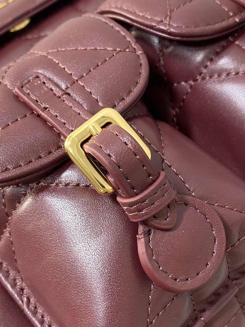 Medium Dior Caro Backpack M6301 Wine Red Macrocannage Lambskin - Default Title - View 6