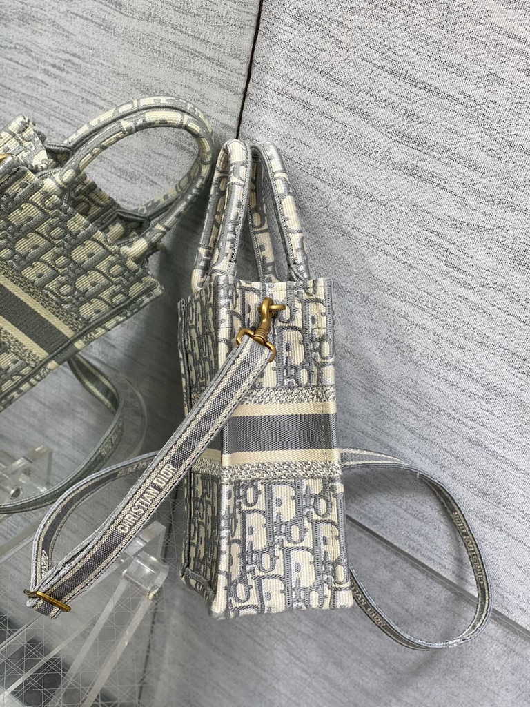 Mini Dior Book Tote Phone Bag S5555 Gray Oblique Embroidery - Default Title - View 7