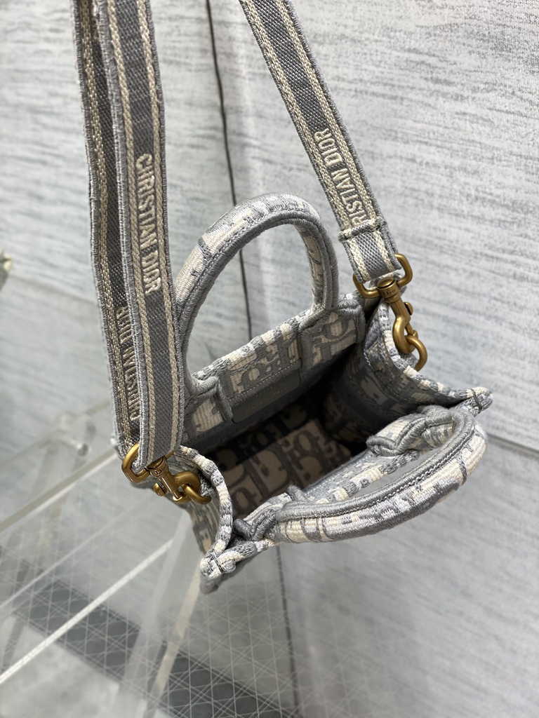 Mini Dior Book Tote Phone Bag S5555 Gray Oblique Embroidery - Default Title - View 9