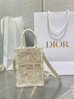 Mini Dior Book Tote Phone Bag S5555 Jardin d'Hiver Metallic Thread - Default Title - View 1