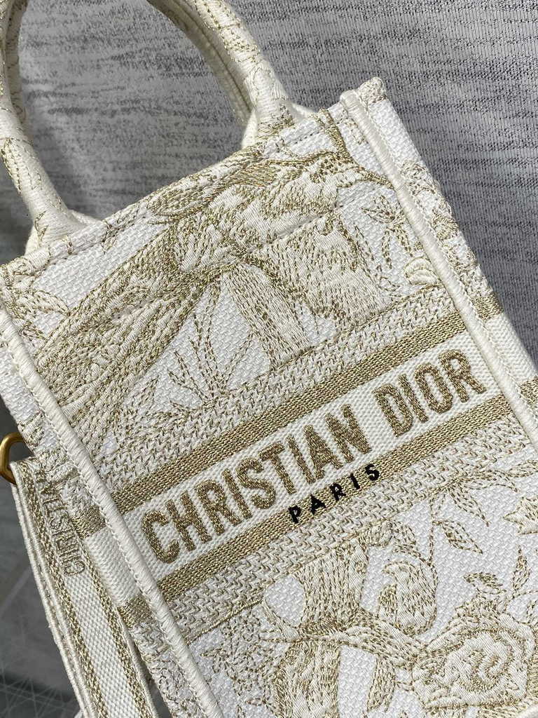 Mini Dior Book Tote Phone Bag S5555 Jardin d'Hiver Metallic Thread - Default Title - View 5