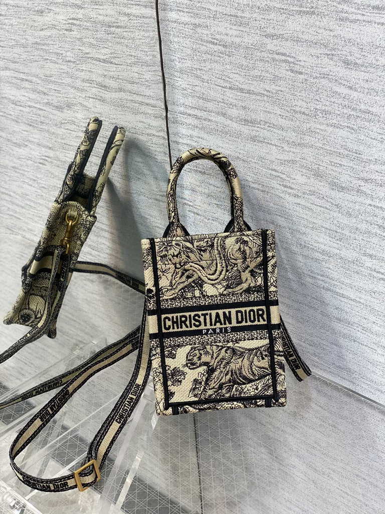 Mini Dior Book Tote Phone Bag S5555 Beige Toile de Jouy Reverse Embroidery - Default Title - View 2