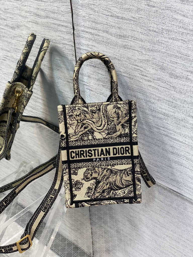 Mini Dior Book Tote Phone Bag S5555 Beige Toile de Jouy Reverse Embroidery - Default Title - View 3