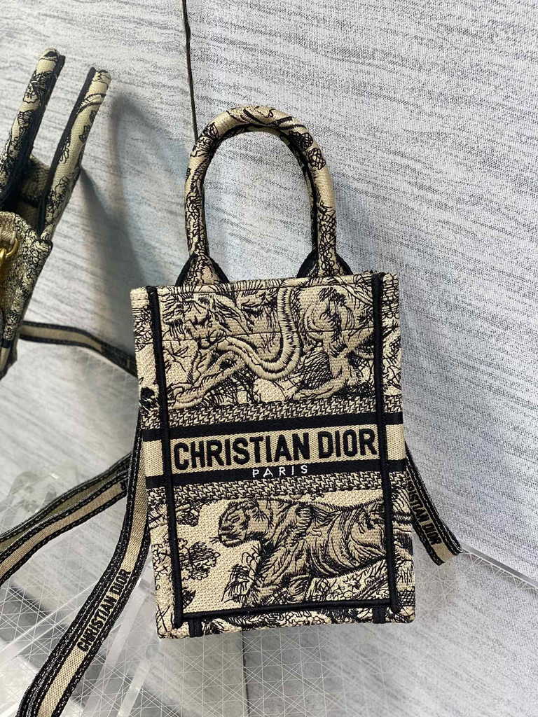 Mini Dior Book Tote Phone Bag S5555 Beige Toile de Jouy Reverse Embroidery - Default Title - View 4