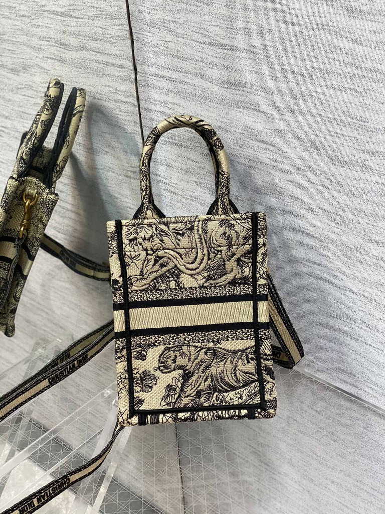 Mini Dior Book Tote Phone Bag S5555 Beige Toile de Jouy Reverse Embroidery - Default Title - View 6