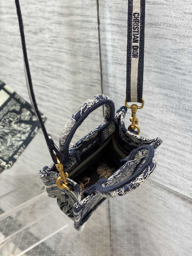Mini Dior Book Tote Phone Bag S5555 Blue Toile de Jouy Reverse Embroidery - Default Title - View 8