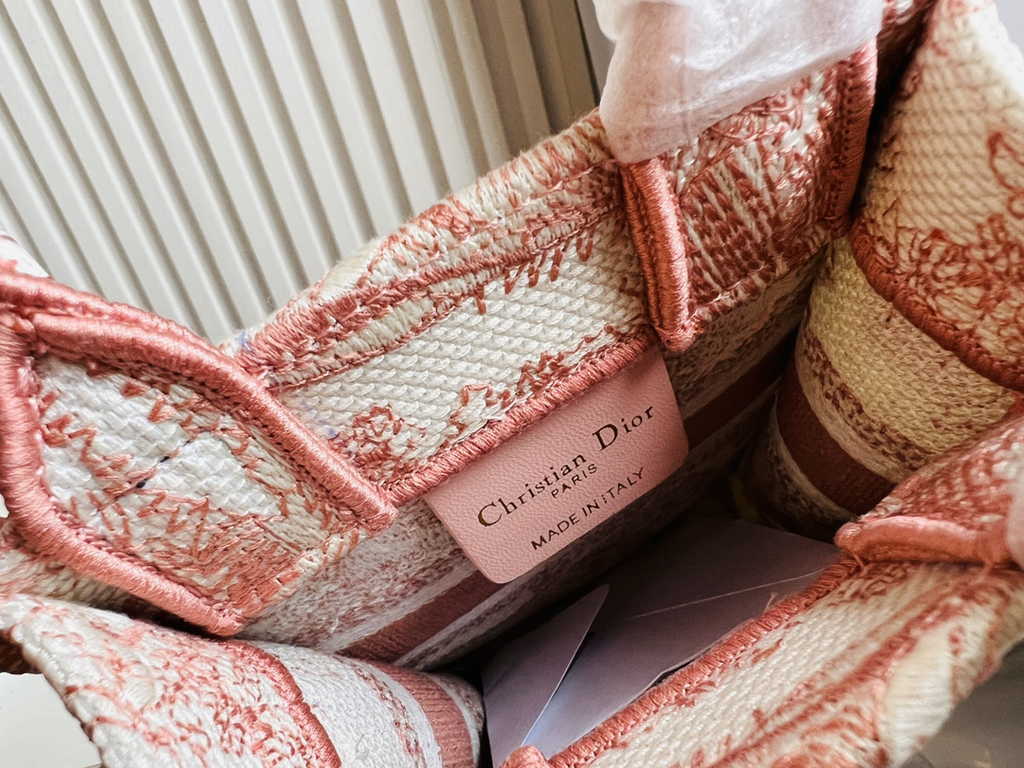 Mini Dior Book Tote Phone Bag S5555 Pink Toile de Jouy Reverse Embroidery - Default Title - View 8