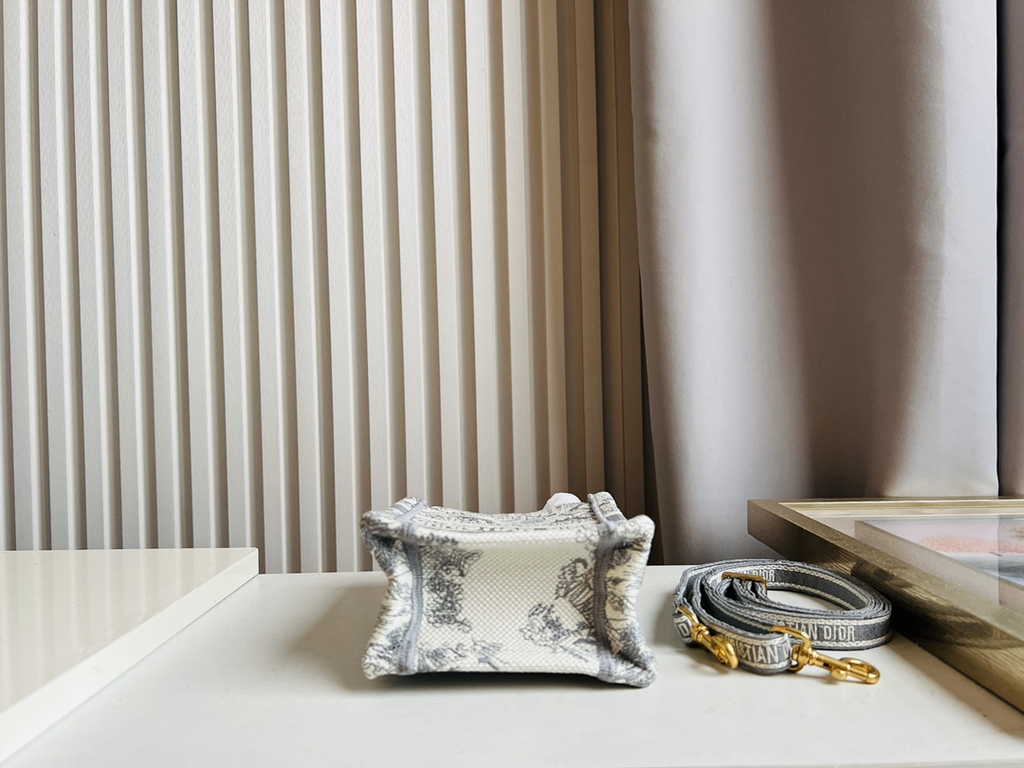 Mini Dior Book Tote Phone Bag S5555 Gray Toile de Jouy Reverse Embroidery - Default Title - View 7