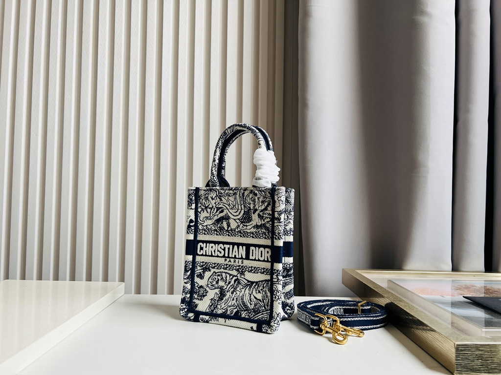 Mini Dior Book Tote Phone Bag S5555 Beige Toile de Jouy Reverse Embroidery - Default Title - View 3