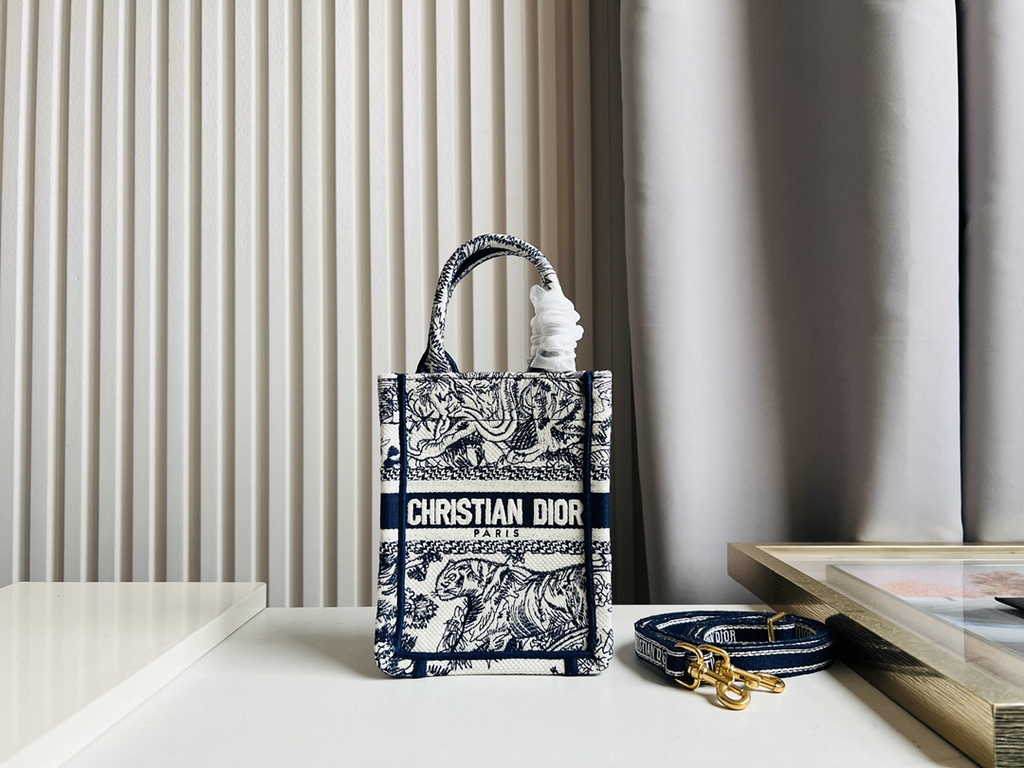 Mini Dior Book Tote Phone Bag S5555 Beige Toile de Jouy Reverse Embroidery - Default Title - View 1