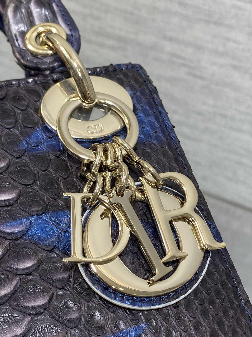 Mini Lady Dior Bag M0505 Blue Snake Leather - Default Title - View 9