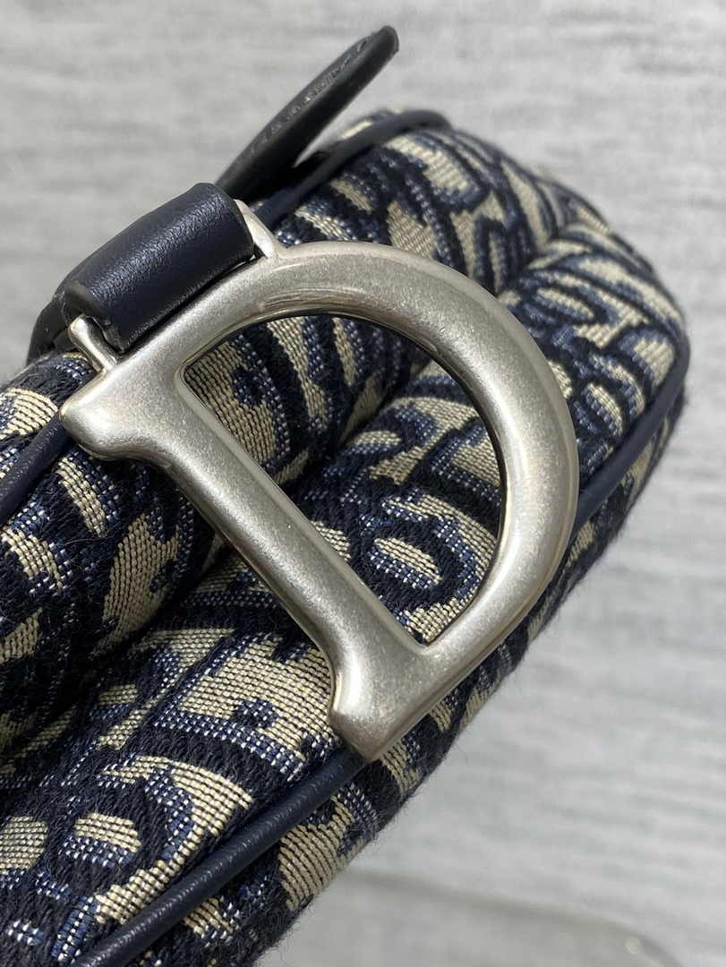 Mini Saddle Bag with Strap M0456 Blue Dior Oblique Jacquard and Smooth Calfskin - Default Title - View 4