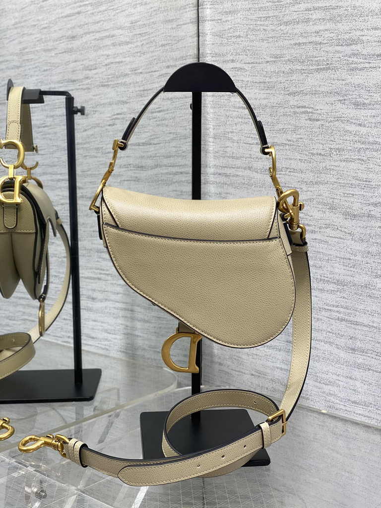 Dior Mini Saddle Bag with Strap M0456 Apricot Grained Calfskin - Default Title - View 3