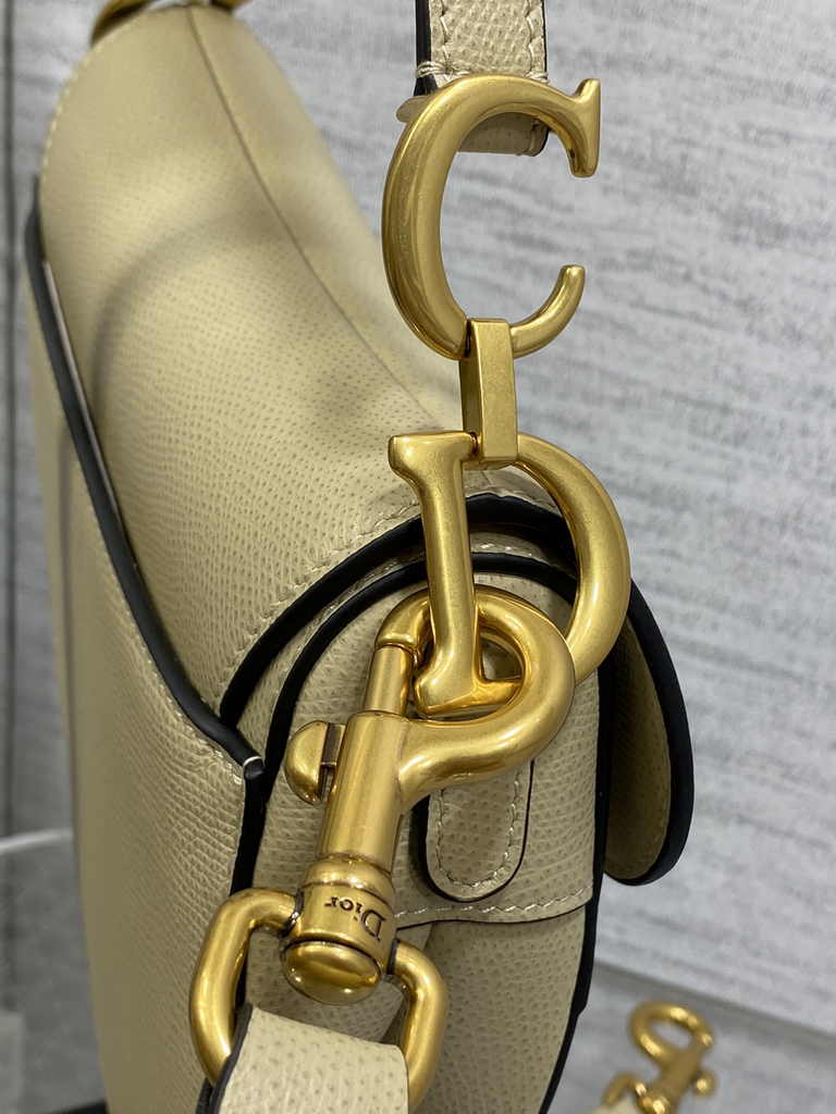 Dior Mini Saddle Bag with Strap M0456 Apricot Grained Calfskin - Default Title - View 5
