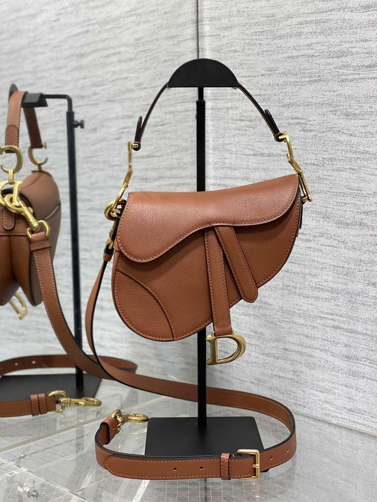 Dior Mini Saddle Bag with Strap M0456 Golden Saddle Grained Calfskin - Default Title - View 2