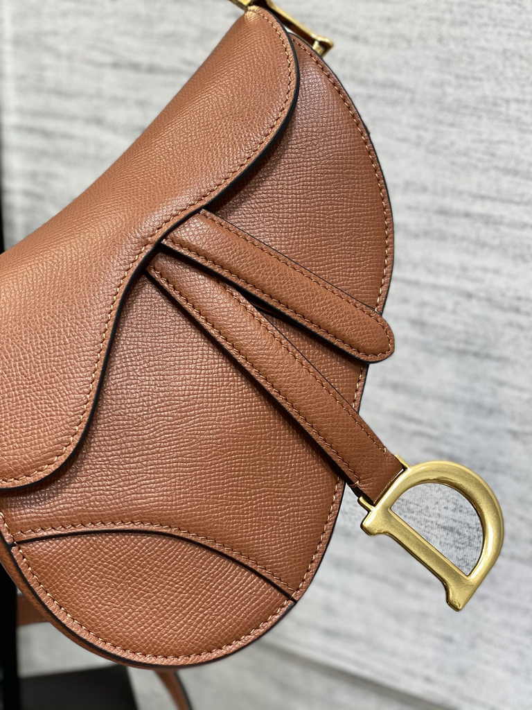 Dior Mini Saddle Bag with Strap M0456 Golden Saddle Grained Calfskin - Default Title - View 7