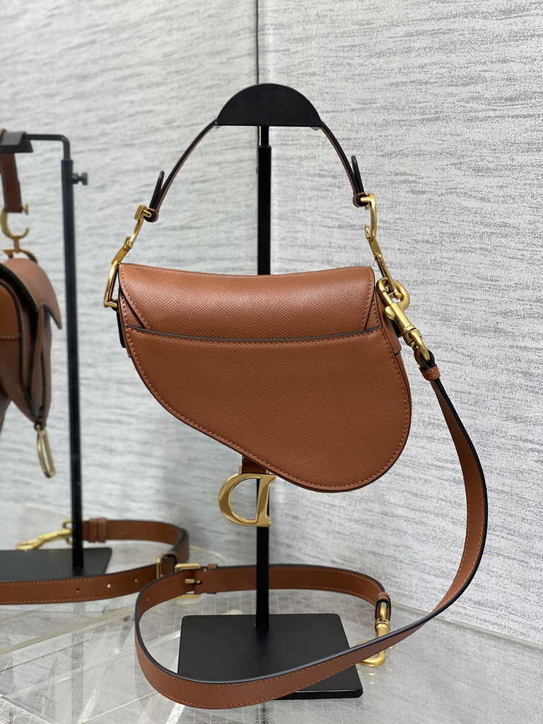 Dior Mini Saddle Bag with Strap M0456 Golden Saddle Grained Calfskin - Default Title - View 3