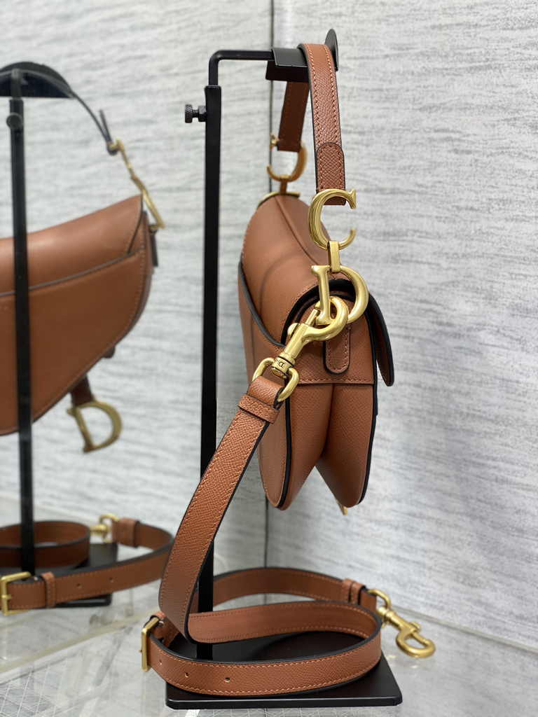 Dior Mini Saddle Bag with Strap M0456 Golden Saddle Grained Calfskin - Default Title - View 4