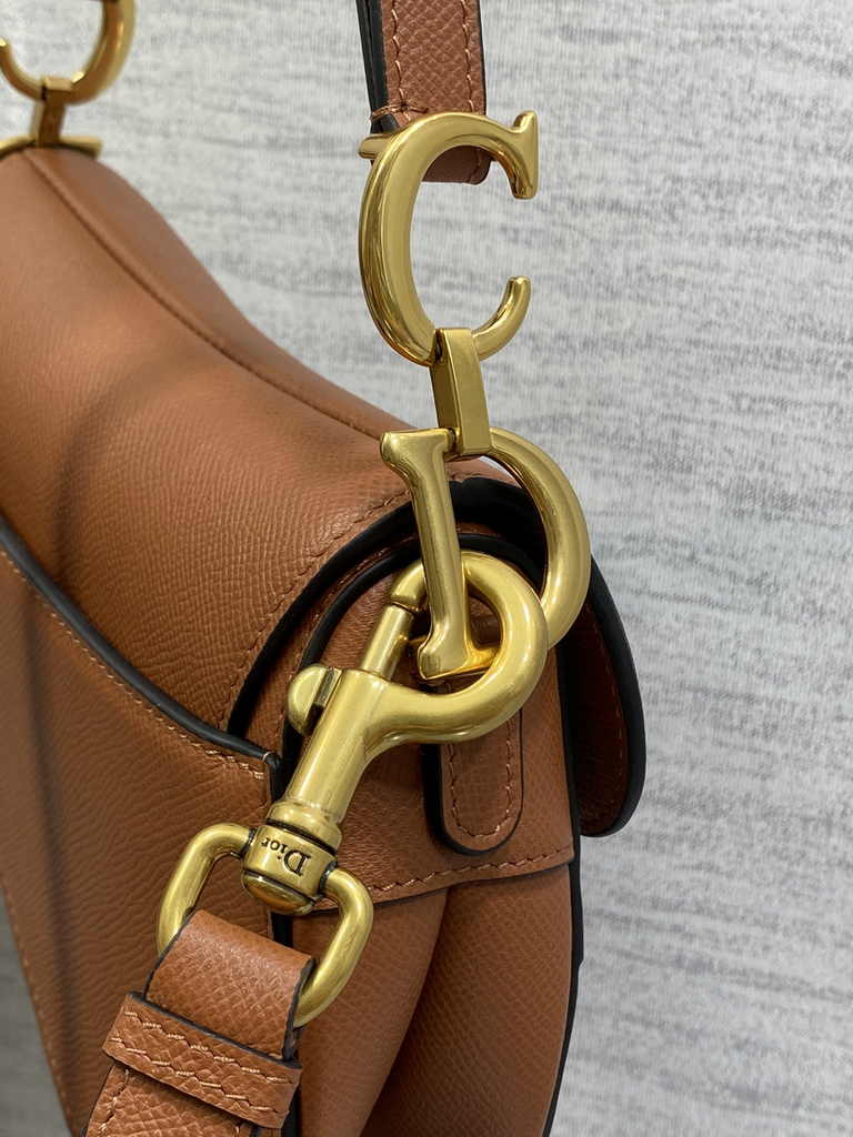 Dior Mini Saddle Bag with Strap M0456 Golden Saddle Grained Calfskin - Default Title - View 5