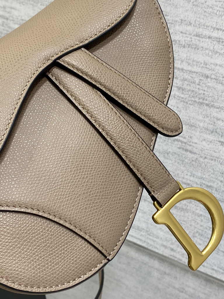 Dior Mini Saddle Bag with Strap M0456 Warm Taupe Grained Calfskin - Default Title - View 7