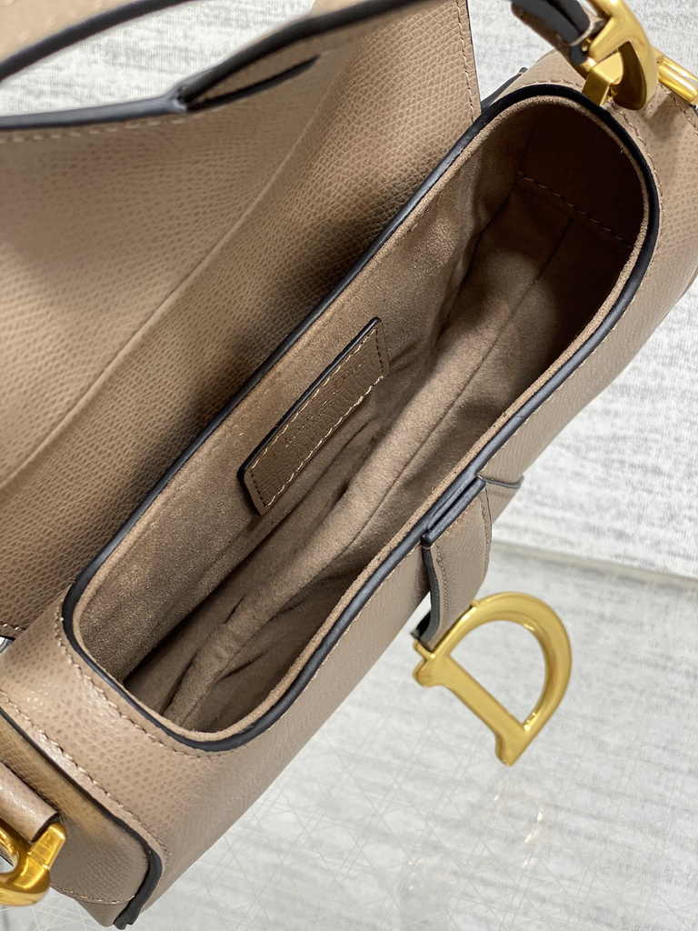 Dior Mini Saddle Bag with Strap M0456 Warm Taupe Grained Calfskin - Default Title - View 8