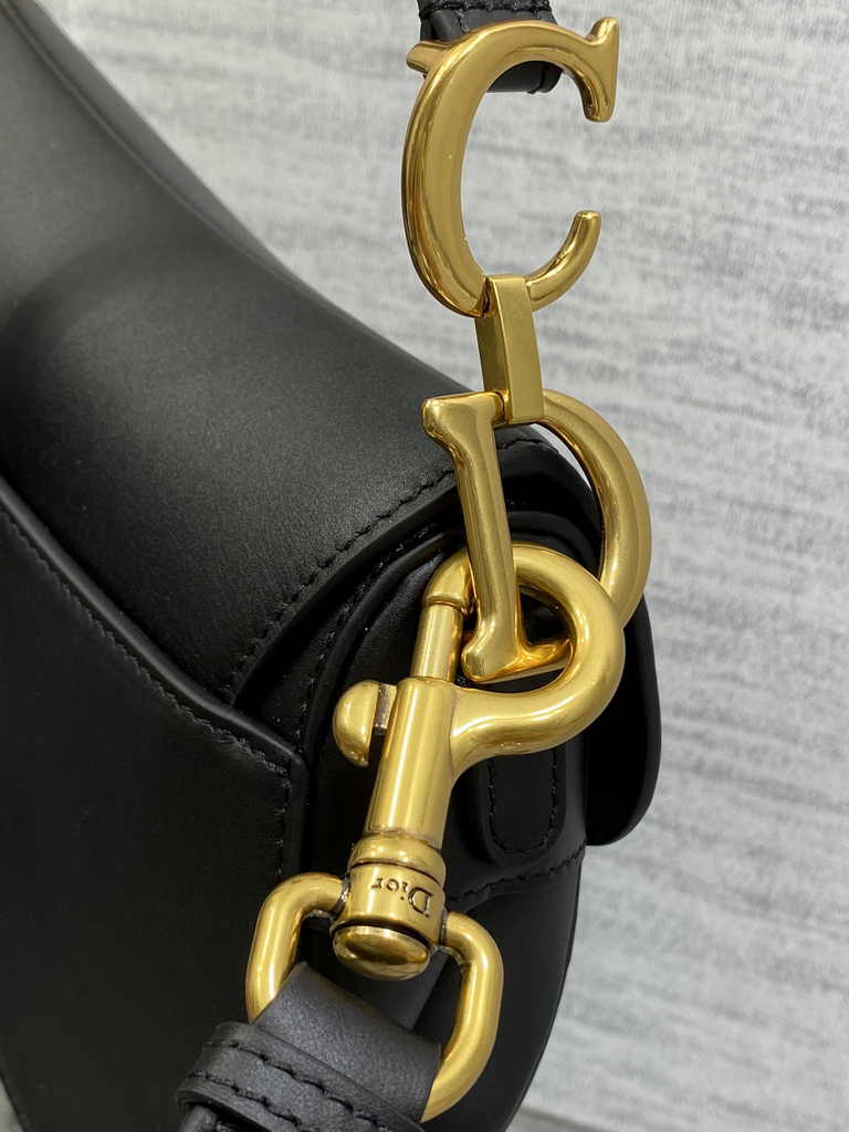 Dior Mini Saddle Bag with Strap M0456 Black Smooth Calfskin - Default Title - View 5