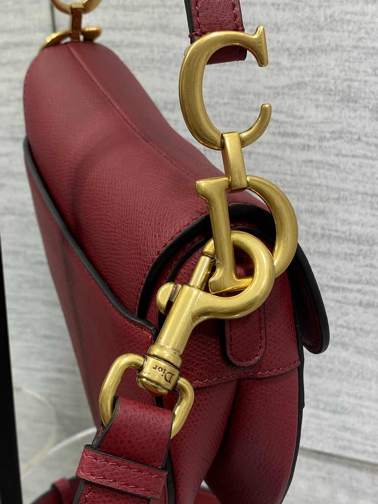 Dior Mini Saddle Bag with Strap M0456 Red Grained Calfskin - Default Title - View 5