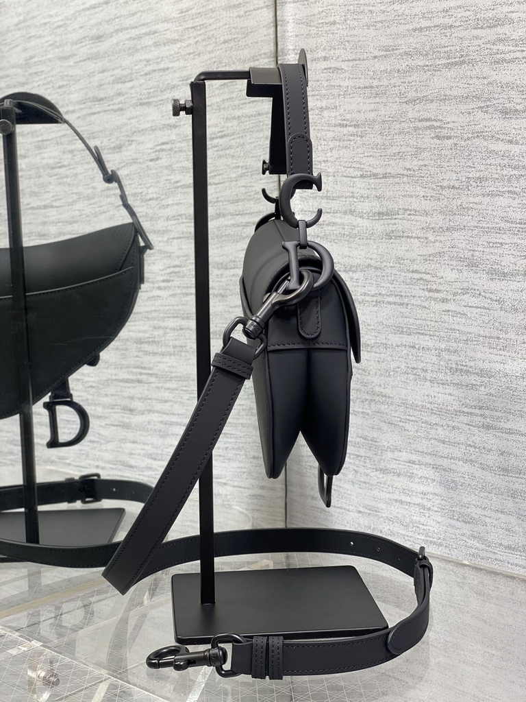Dior Mini Saddle Bag with Strap M0456 Black Smooth Calfskin - Default Title - View 4