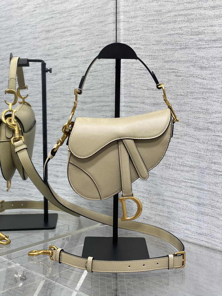 Dior Mini Saddle Bag with Strap M0456 Apricot Grained Calfskin - Default Title - View 2