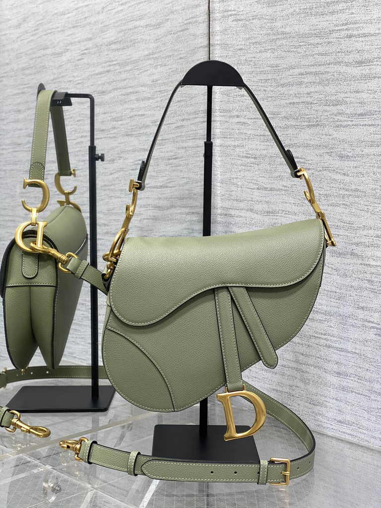 Dior Saddle Bag with Strap M0455 Grained Calfskin Dark Green - Default Title - View 2