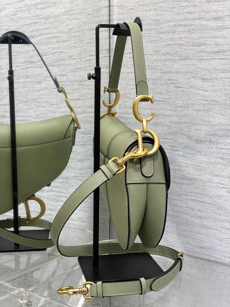Dior Saddle Bag with Strap M0455 Grained Calfskin Dark Green - Default Title - View 5
