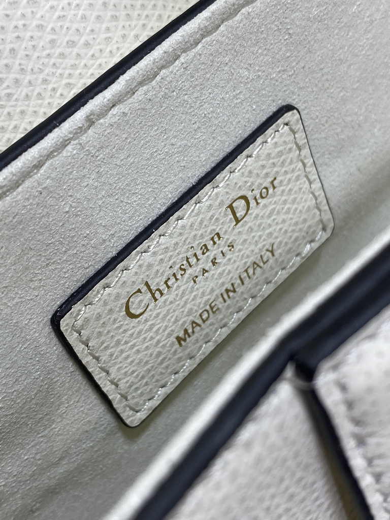 Dior Mini Saddle Bag with Strap M0456 White Grained Calfskin - Default Title - View 9