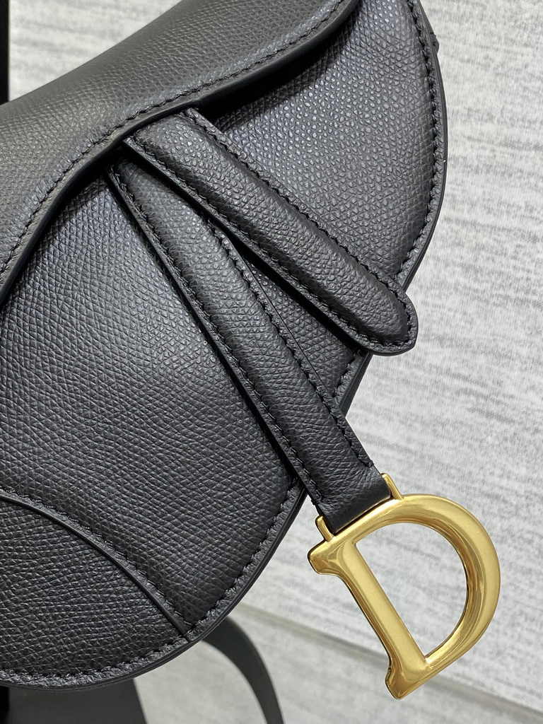 Dior Mini Saddle Bag with Strap M0456 Black Gold Grained Calfskin - Default Title - View 9