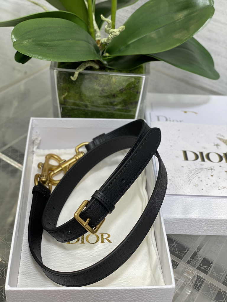 Dior Mini Saddle Bag with Strap M0456 Black Gold Grained Calfskin - Default Title - View 10