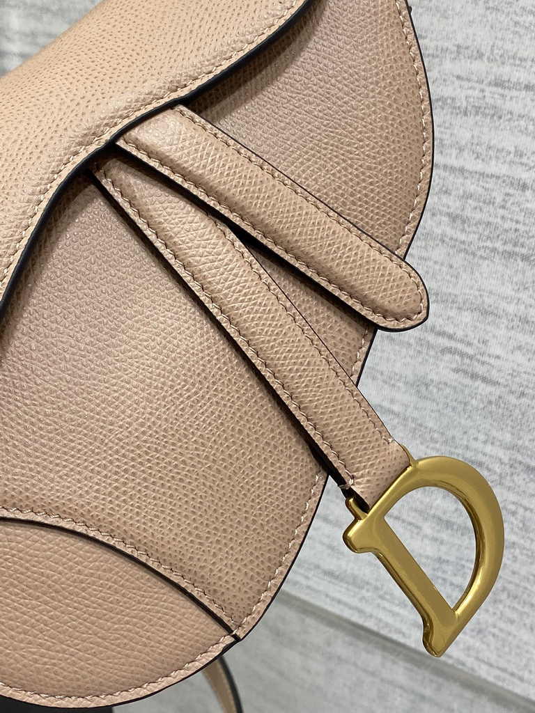 Dior Mini Saddle Bag with Strap M0456 Pink Grained Calfskin - Default Title - View 7