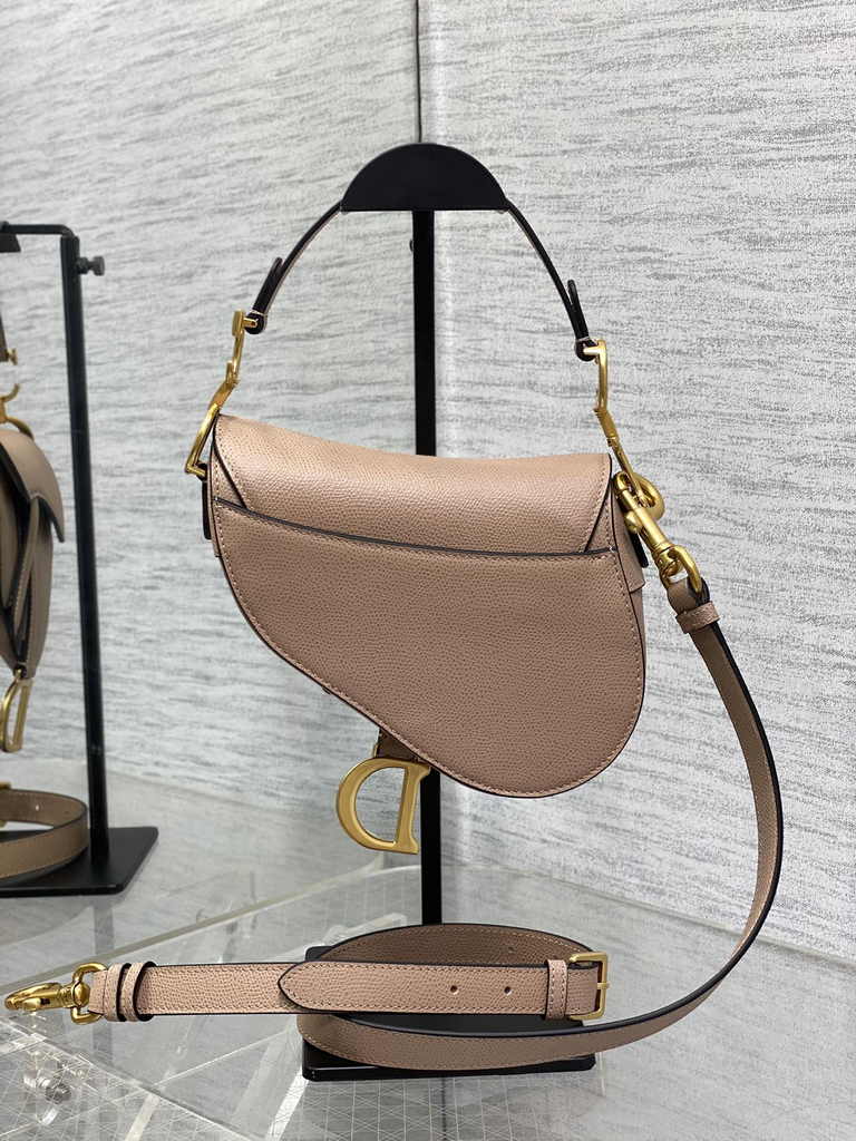 Dior Mini Saddle Bag with Strap M0456 Pink Grained Calfskin - Default Title - View 3