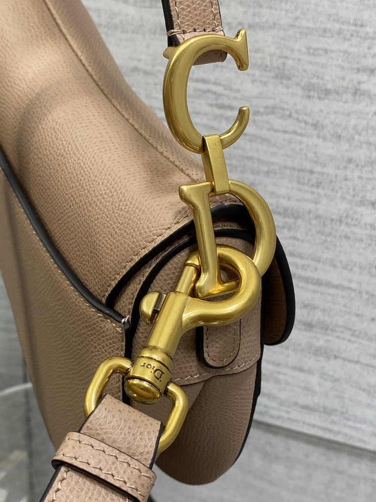Dior Mini Saddle Bag with Strap M0456 Pink Grained Calfskin - Default Title - View 5