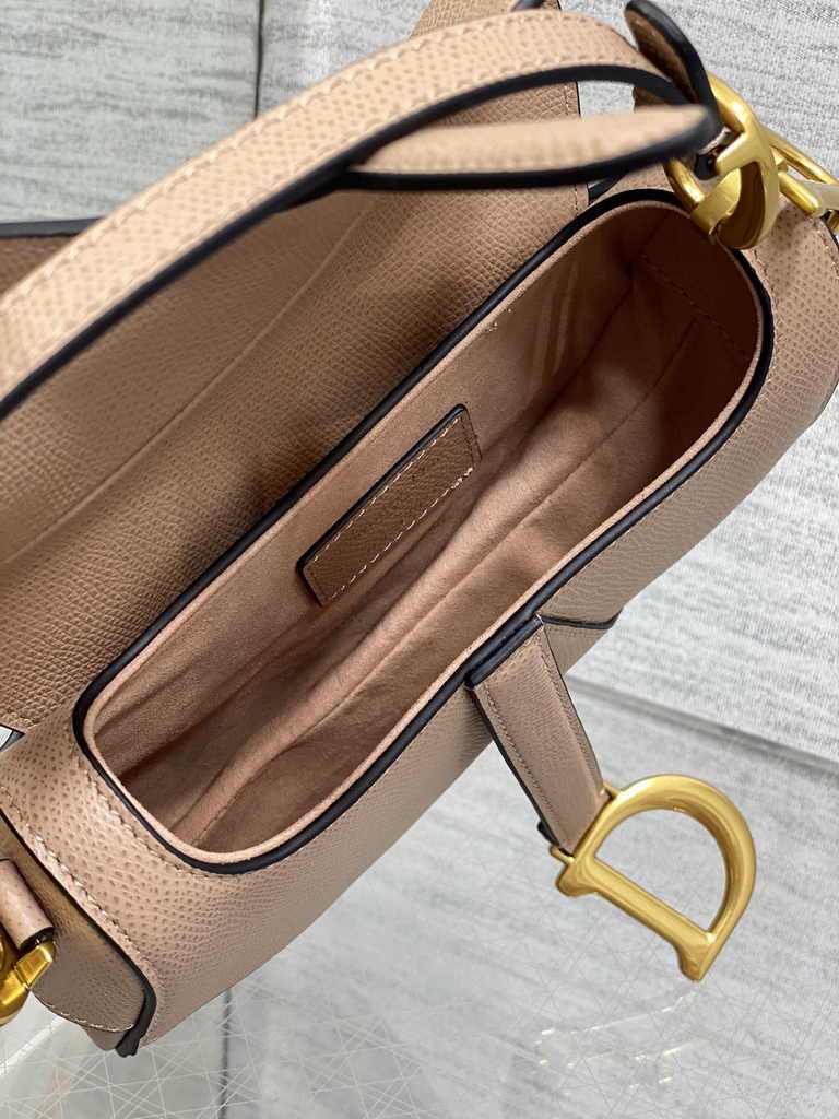 Dior Mini Saddle Bag with Strap M0456 Pink Grained Calfskin - Default Title - View 8
