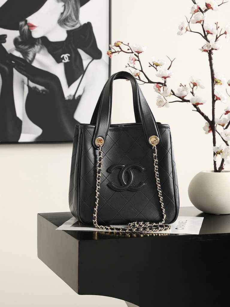 Chanel Mini Shopping Bag, Calfskin AS6199 Black