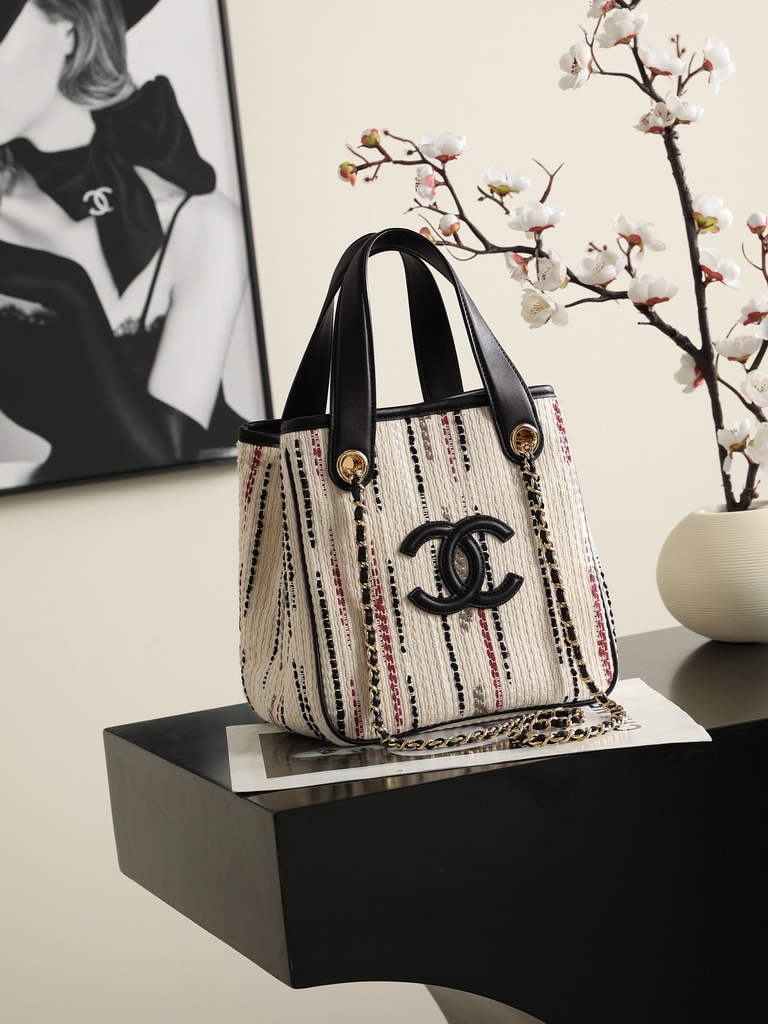 Chanel Mini Shopping Bag, AS6199 Canvas Beige