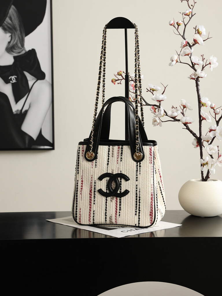 Chanel Mini Shopping Bag, AS6199 Canvas Beige
