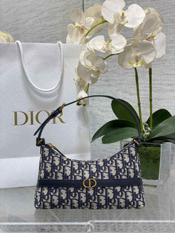Miss Caro Mini Hobo Shoulder Bag S5232 Blue Dior Oblique Jacquard - Default Title - View 1