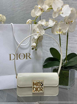Miss Dior Flap Bag M2610 Beige Patent Calfskin - Default Title - View 1